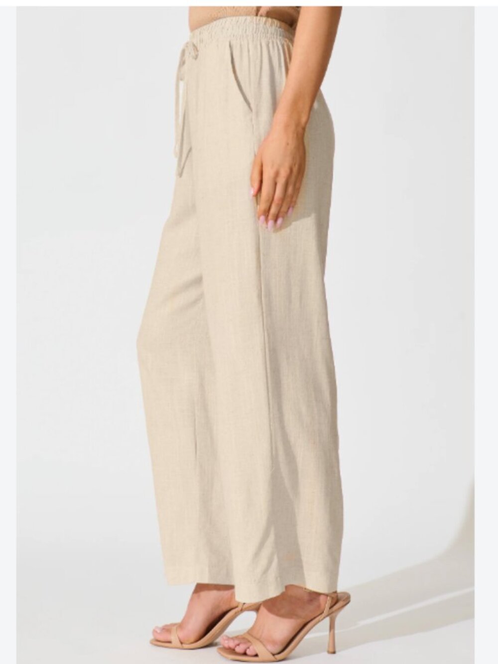 NWOT H&M linen wide leg cream pants XXL